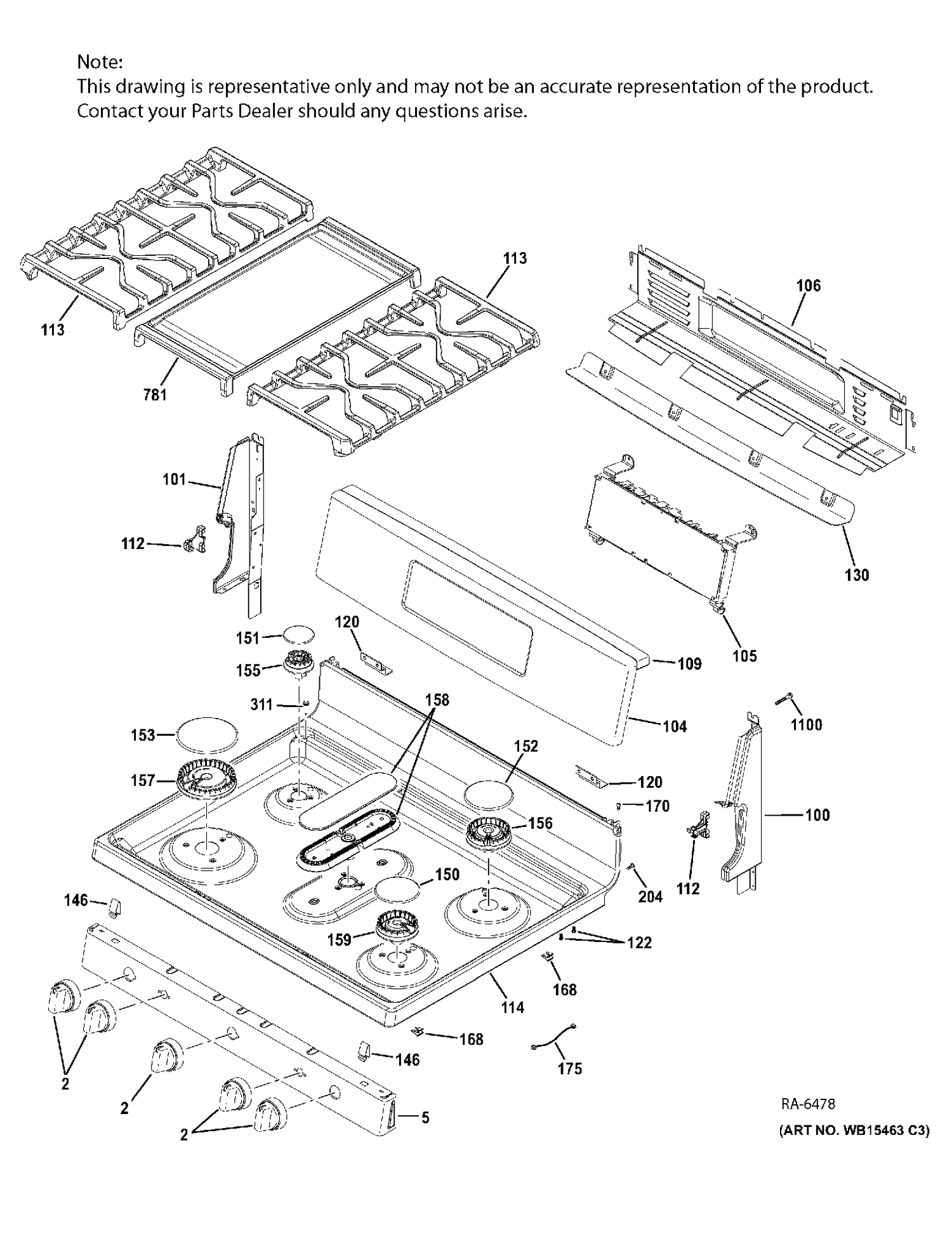 CONTROL PANEL & COOKTOP Diagram and Parts List for JCGB860SEJ3SS  General Electric Range
