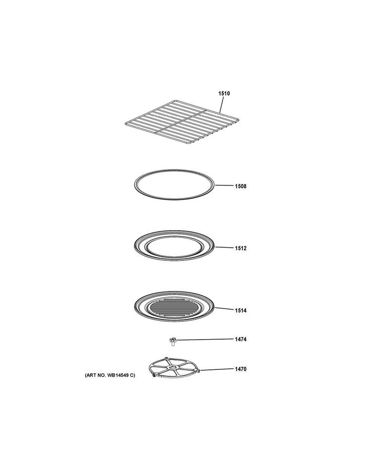 Interior Parts Diagram and Parts List for ZSC2201J1SS  General Electric Microwave