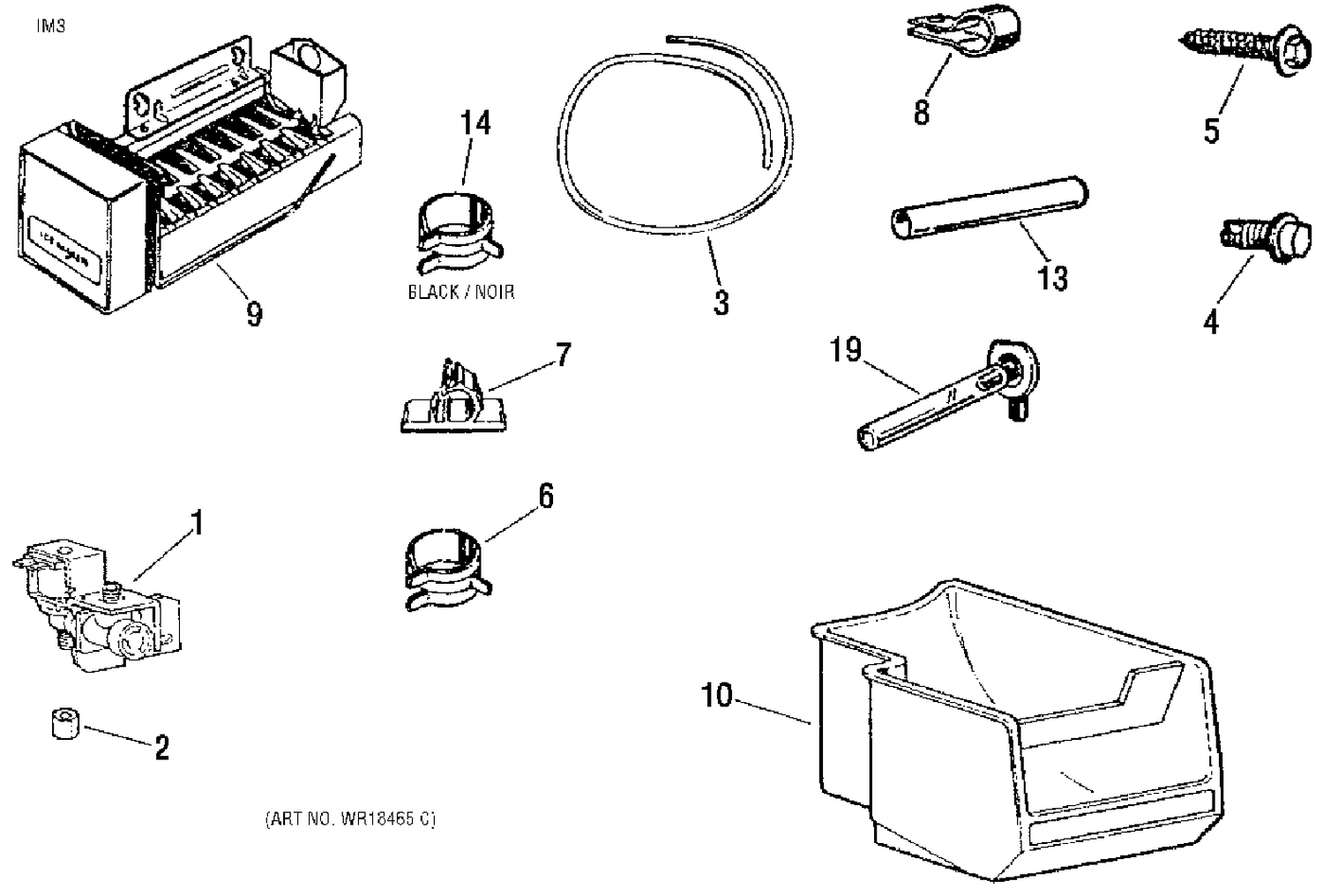 ICE MAKER KIT Diagram and Parts List for IM3-2  General Electric Refrigerator