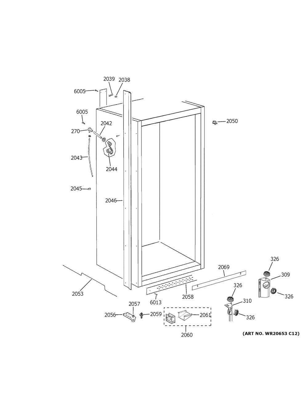 Cabinet 2 Diagram and Parts List for ZIFS360NNBLH  General Electric Freezer