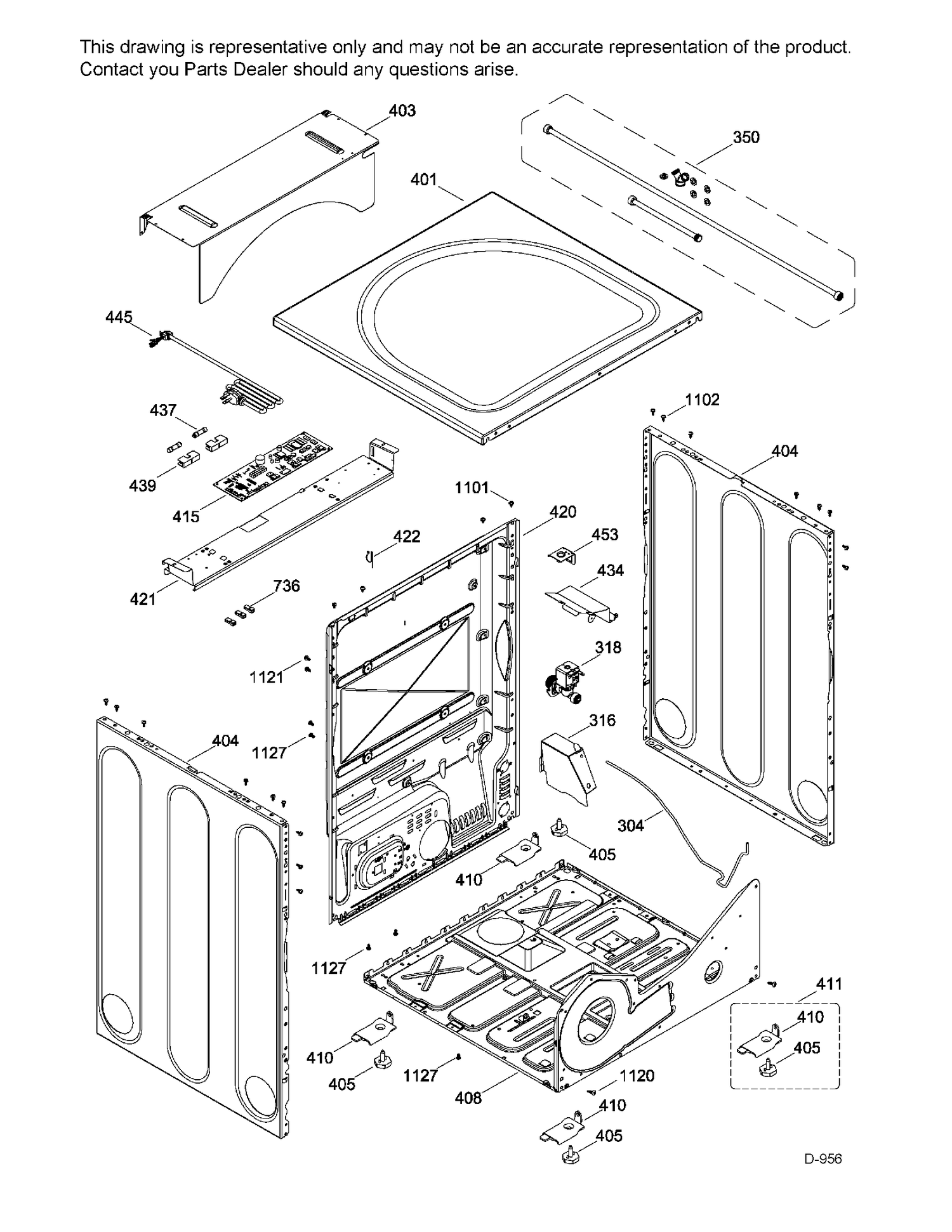 CABINET Diagram and Parts List for GFMS150ED1WW  General Electric Dryer