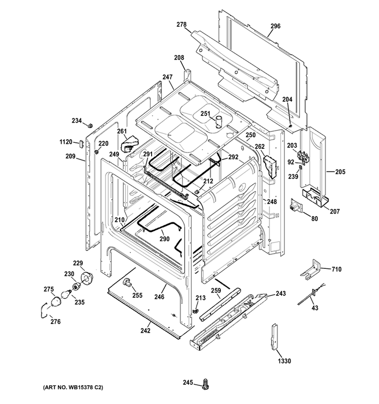 Body Parts Diagram and Parts List for JBS27DIF1WW  General Electric Range