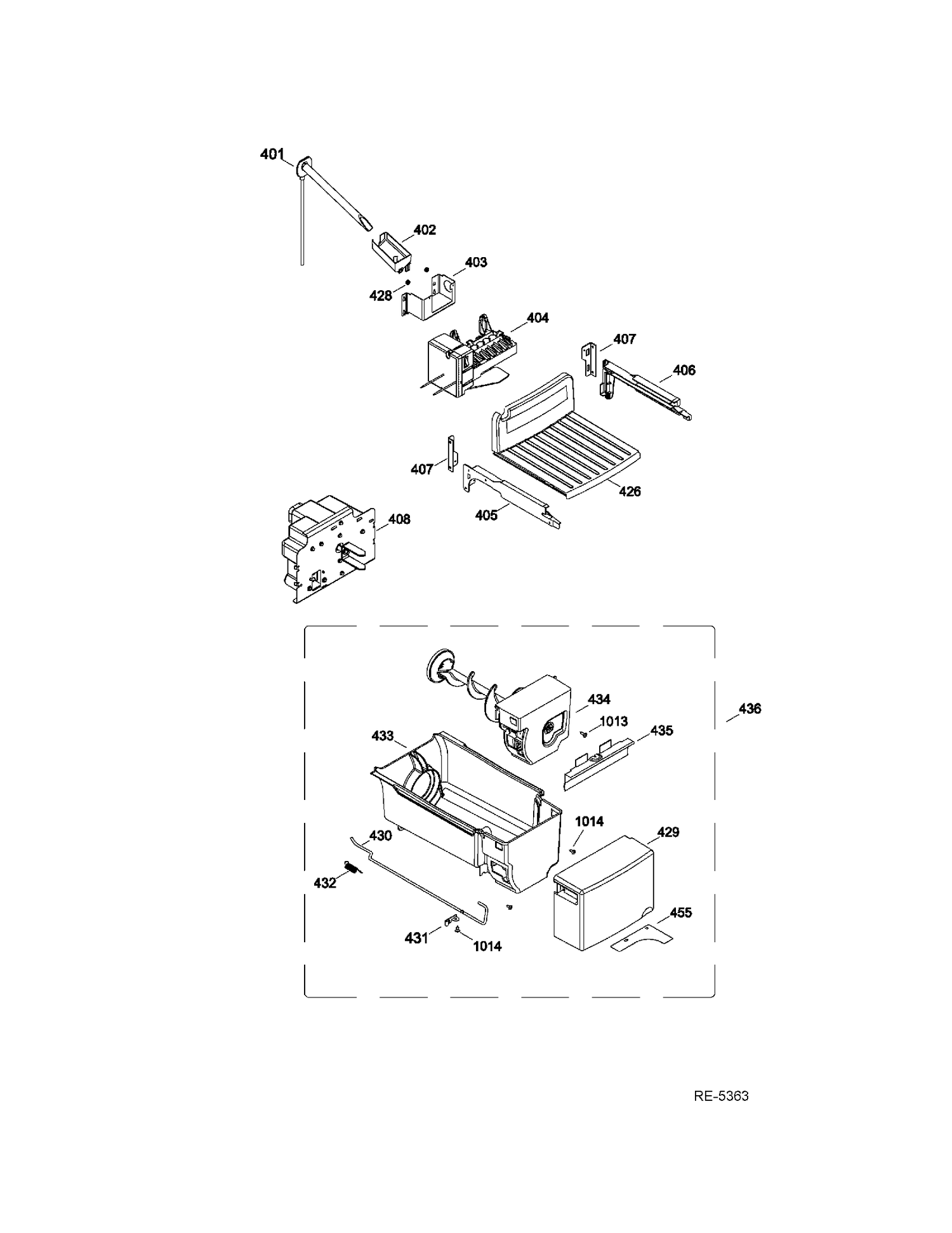 ICEMAKER & DISPENSER Diagram and Parts List for GSRS3QGZDFSS  General Electric Refrigerator