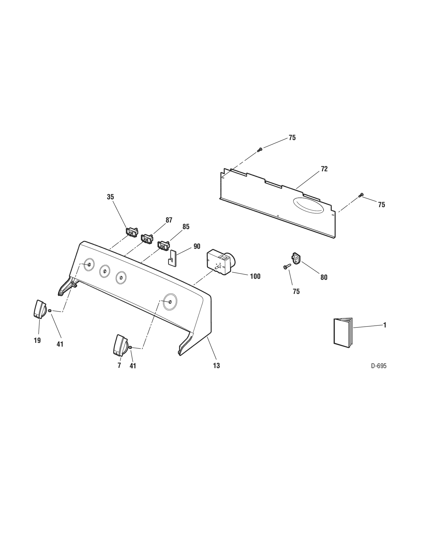 CONTROL PANEL Diagram and Parts List for BBXR473EH5WW  General Electric Dryer