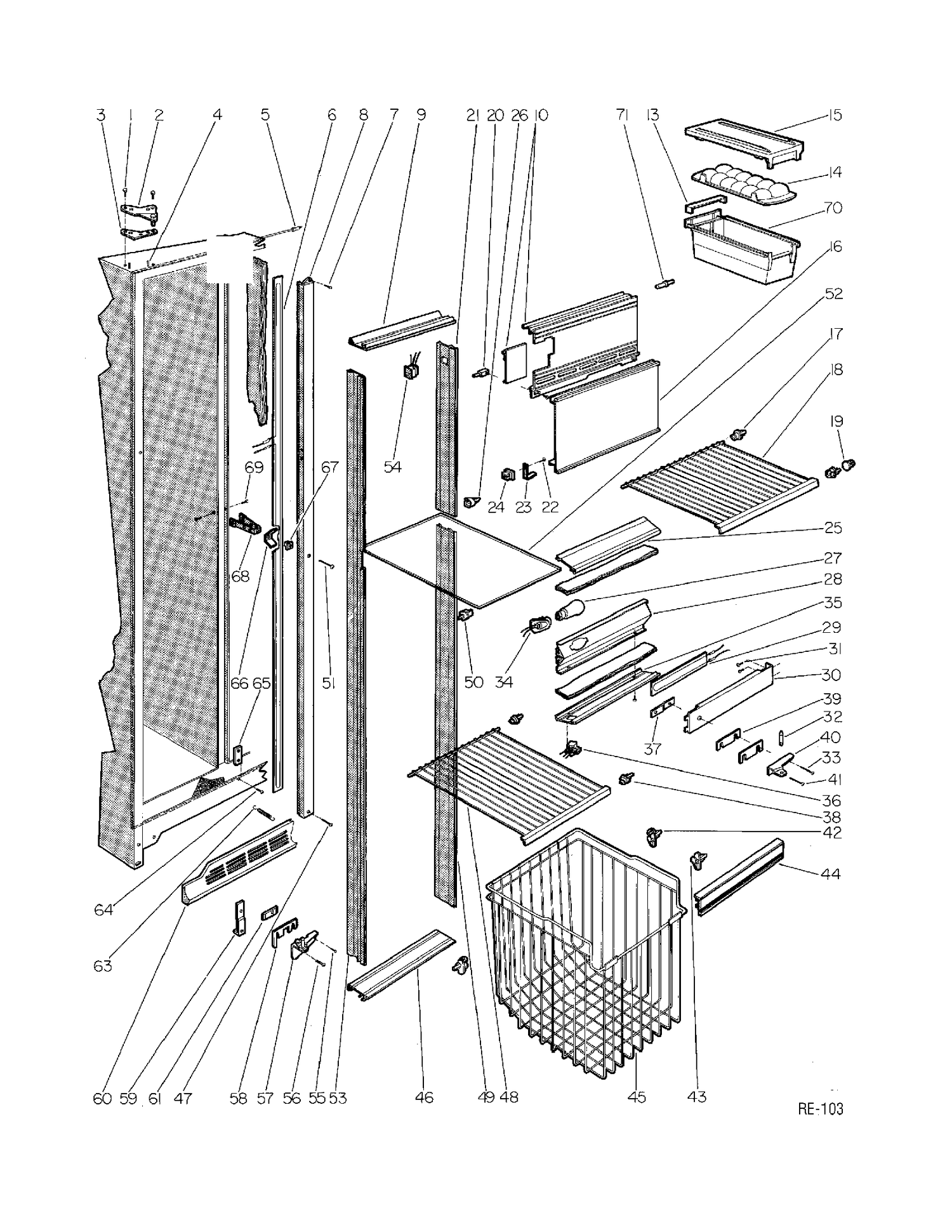 FREEZER SECTION Diagram and Parts List for 39108-1  General Electric Refrigerator