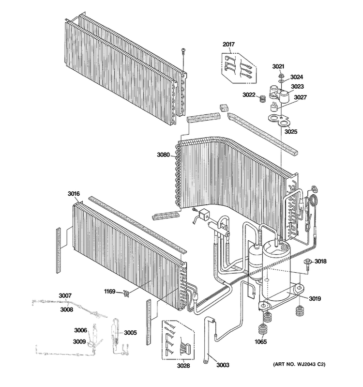 Unit Parts Diagram and Parts List for AZ41E09DABW5  General Electric Air Conditioner