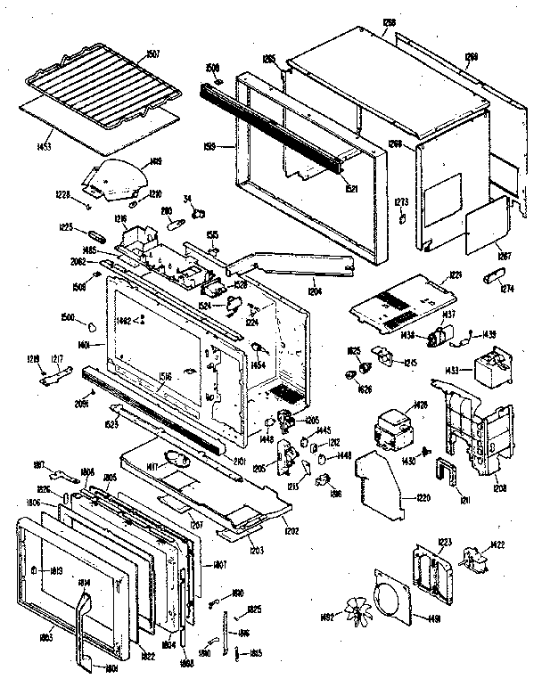 Microwave Oven Diagram and Parts List for JKP78G0K2  General Electric Microwave Oven Combo