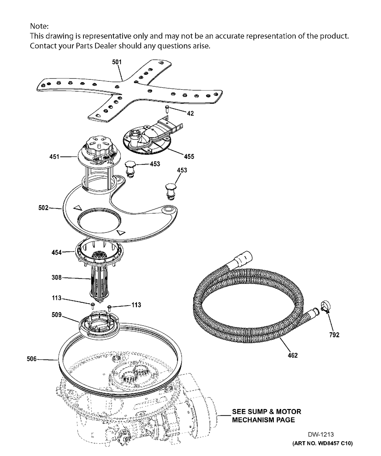 SUMP & FILTER ASSEMBLY Diagram and Parts List for PDT750SSFASS  General Electric Dishwasher