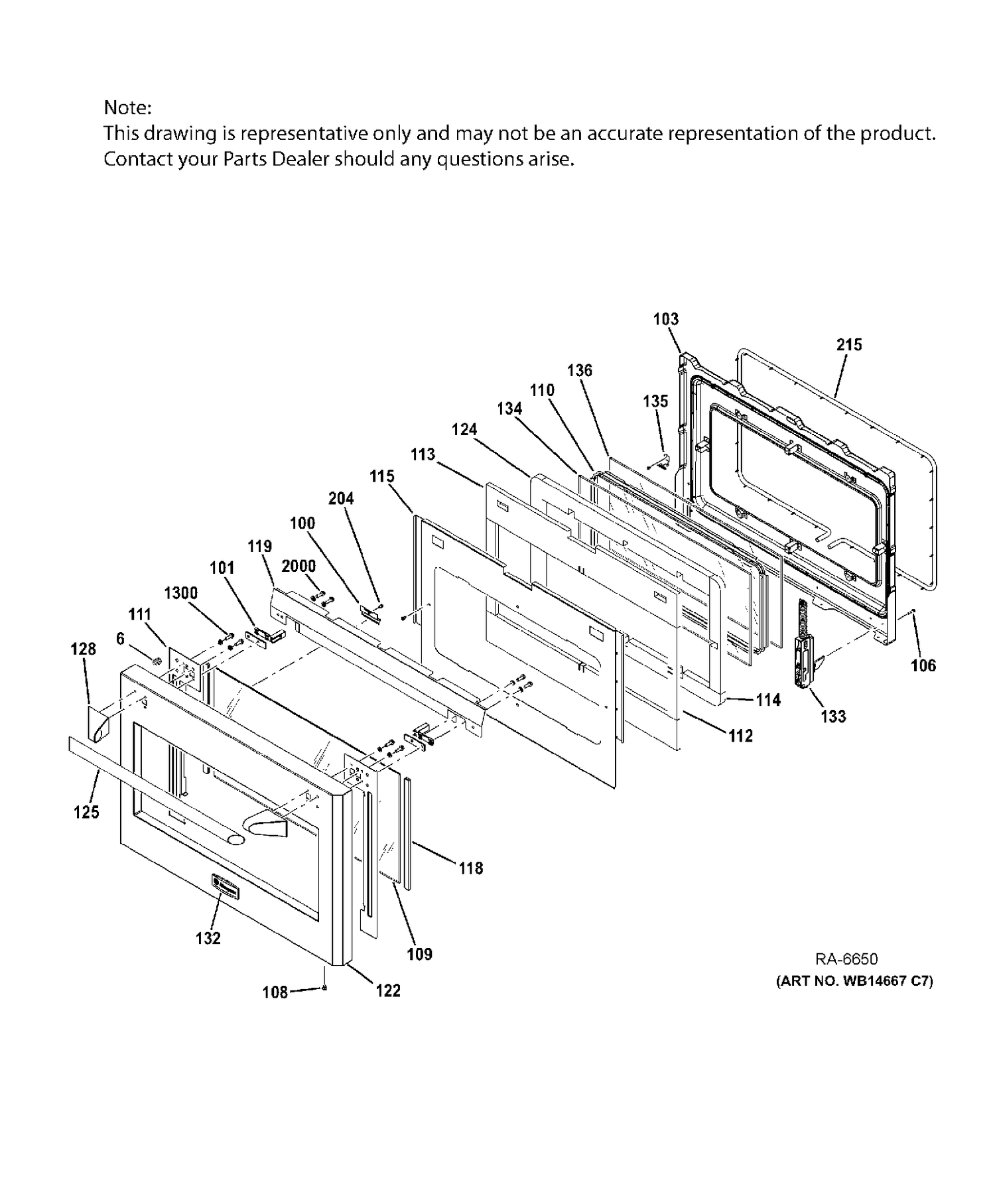 DOOR Diagram and Parts List for ZGP366NR5SS  General Electric Range