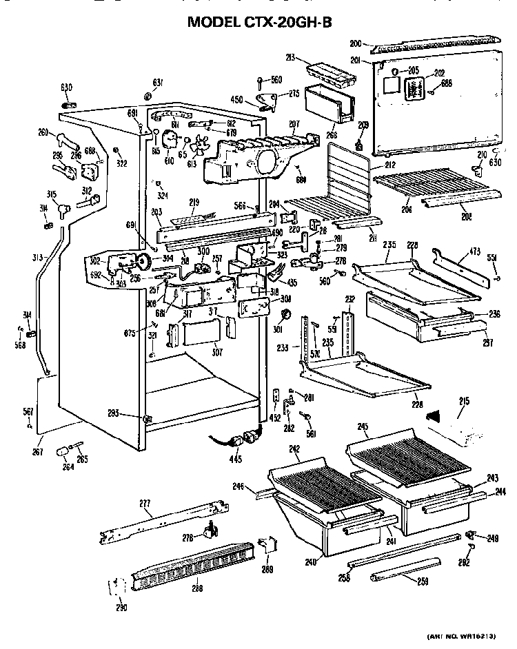 Cabinet Parts Diagram and Parts List for CTX20GHB  Hotpoint Refrigerator