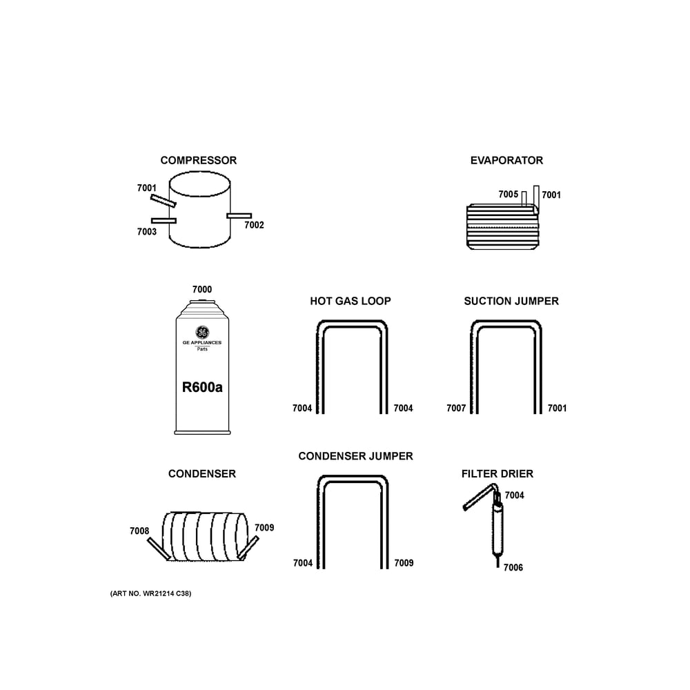 Lokring Connectors Diagram and Parts List for ZIF361NPRDII  General Electric Freezer