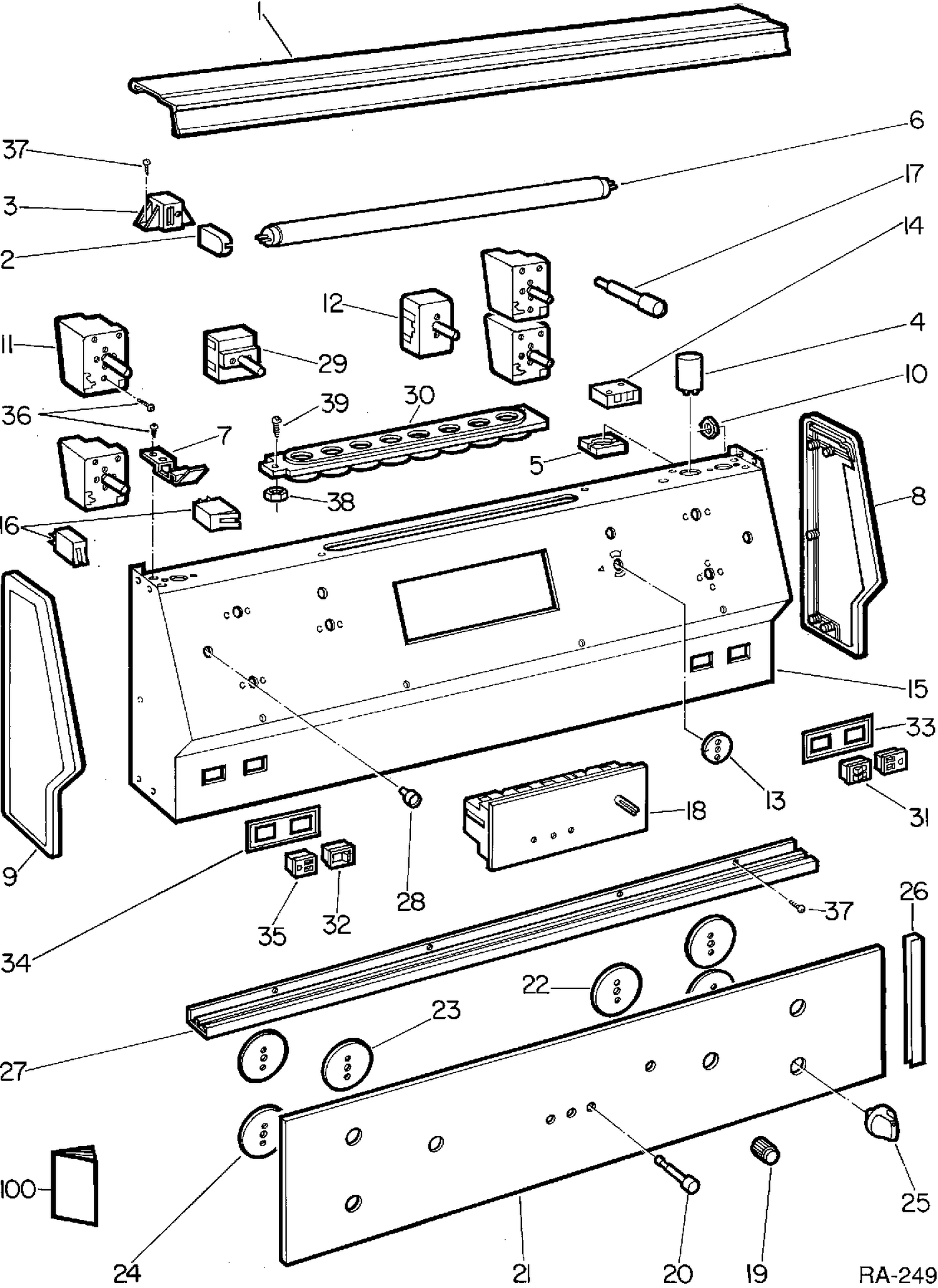 BACKGUARD Diagram and Parts List for 17360-1  General Electric Range