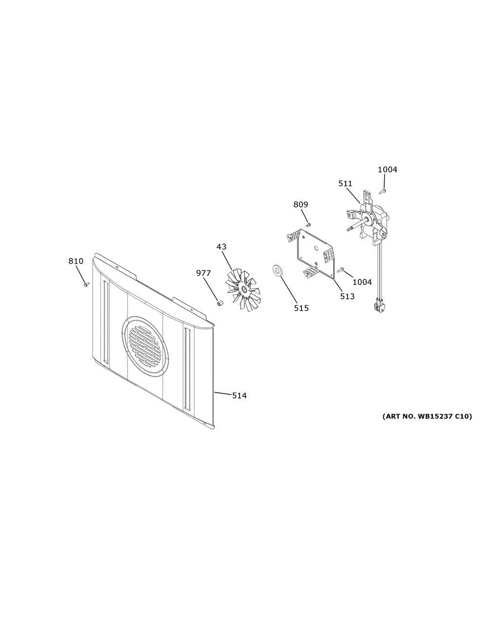 Convection Fan Diagram and Parts List for JS760DP1WW  General Electric Range