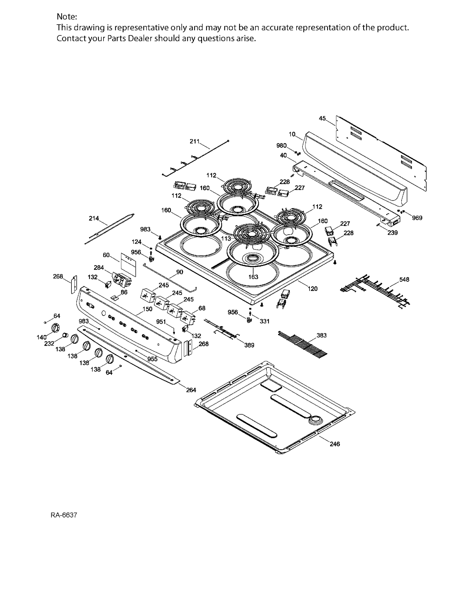 CONTROL PANEL & COOKTOP Diagram and Parts List for JCAS724H3WW  General Electric Range
