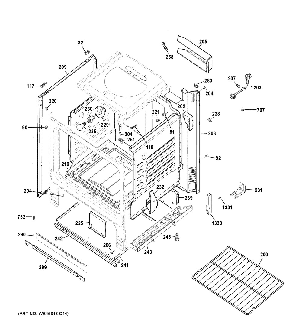Body Parts Diagram and Parts List for JGBS30RET2SS  General Electric Range