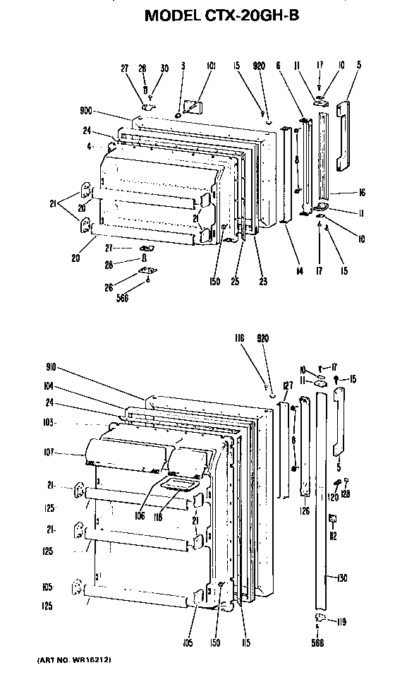 Doors Diagram and Parts List for CTX20GHB  Hotpoint Refrigerator