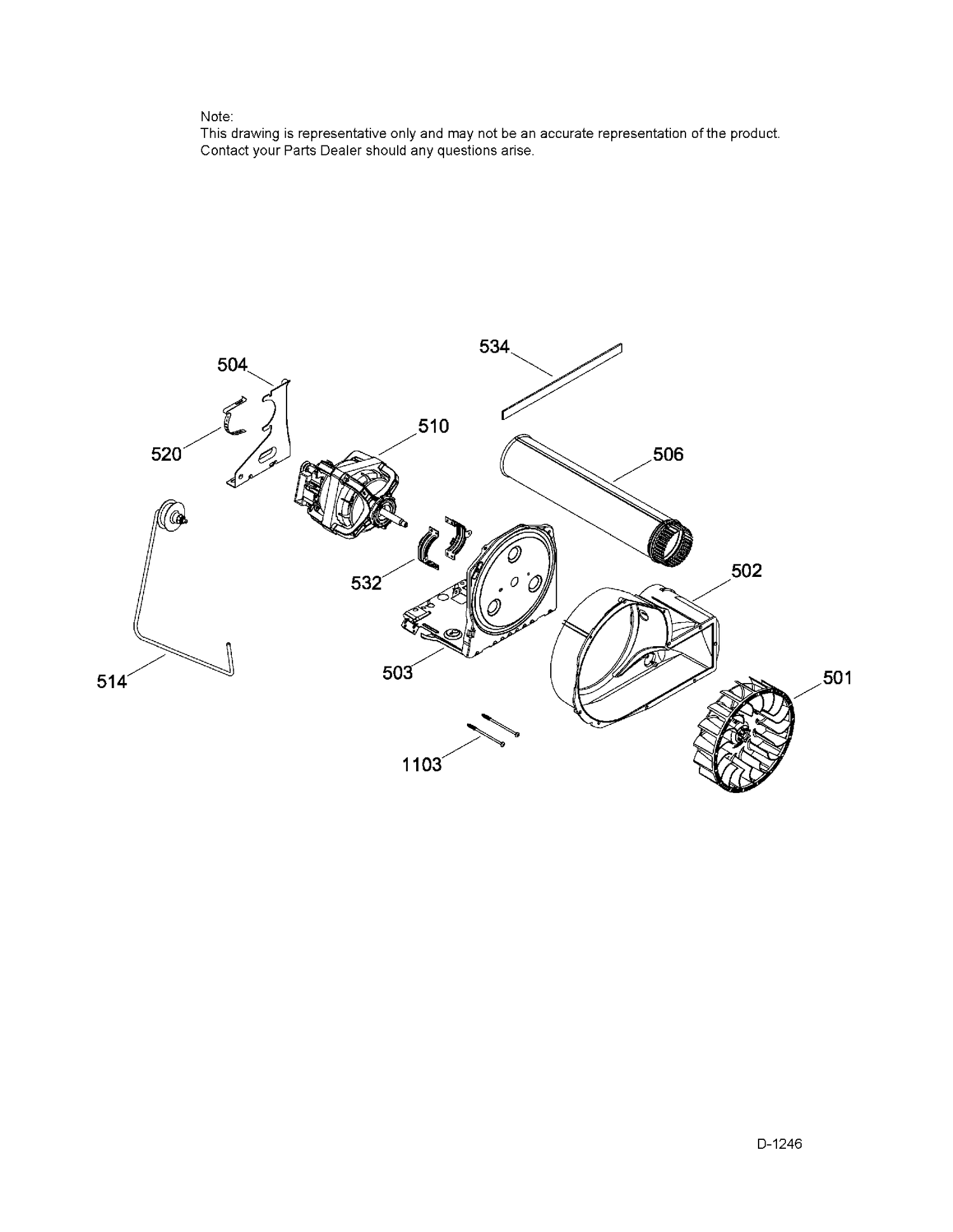 BLOWER & DRIVE ASM Diagram and Parts List for GFD45ESMK0DG  General Electric Dryer