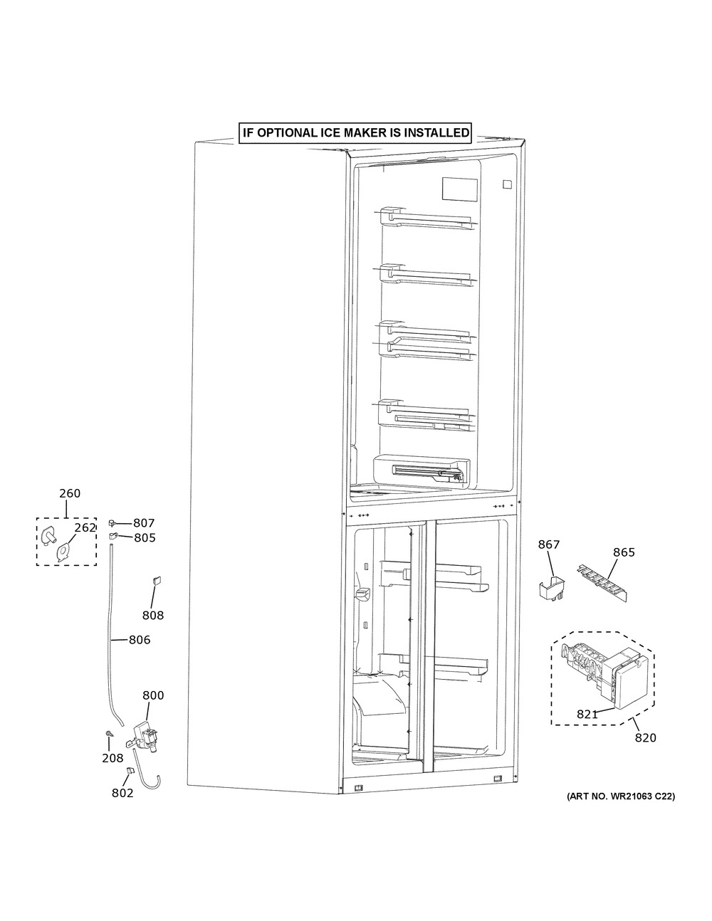 Ice Maker Diagram and Parts List for QHE16HYPBFS  General Electric Refrigerator