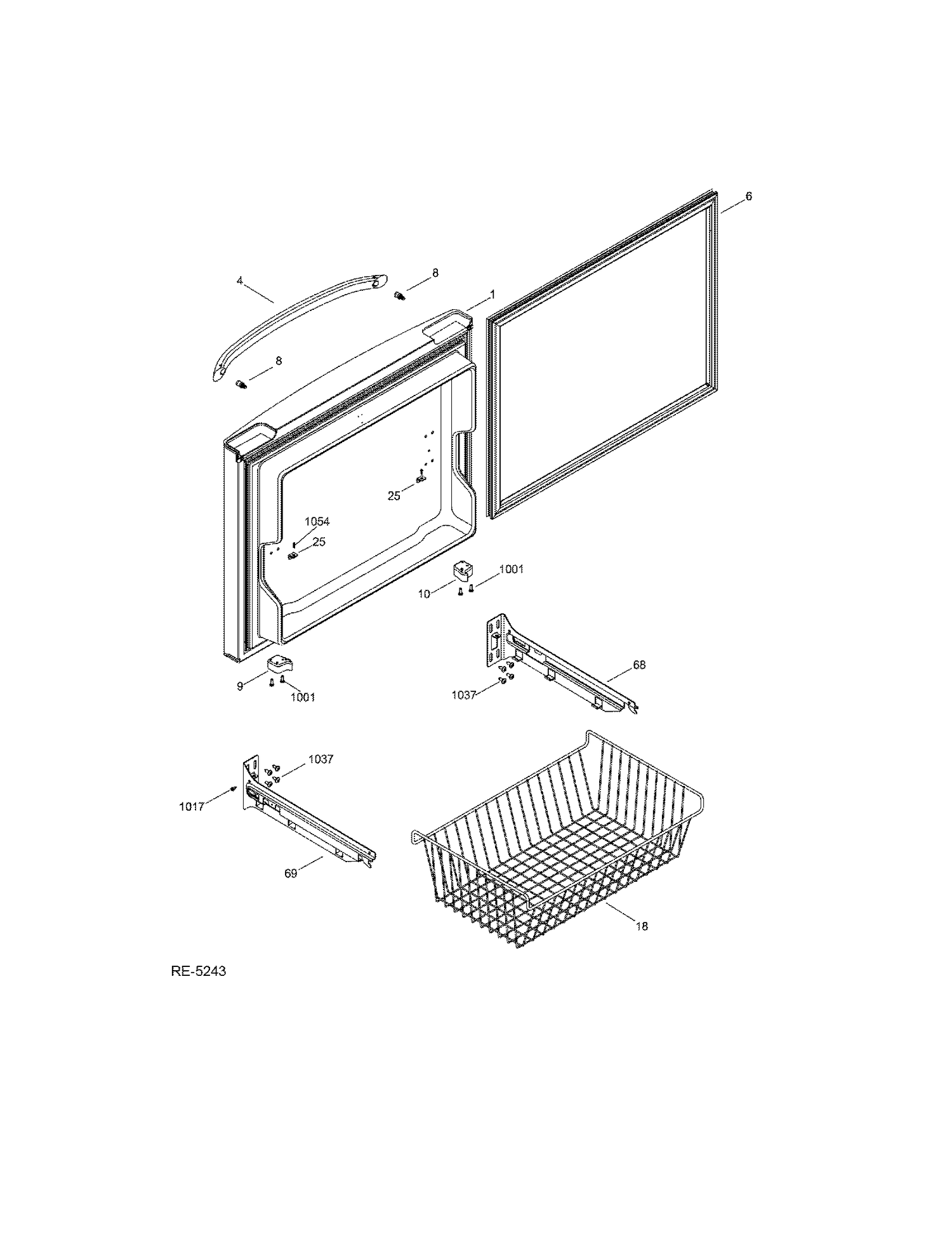 FZ DOOR Diagram and Parts List for GDRC3KBYKRWW  General Electric Refrigerator