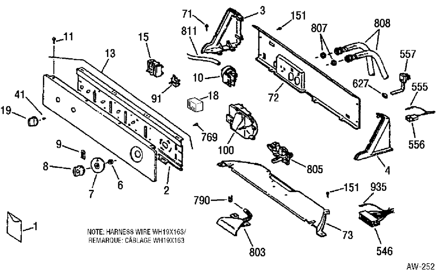 CONTROL GROUP Diagram and Parts List for GCXR2080TBWW  General Electric Washer