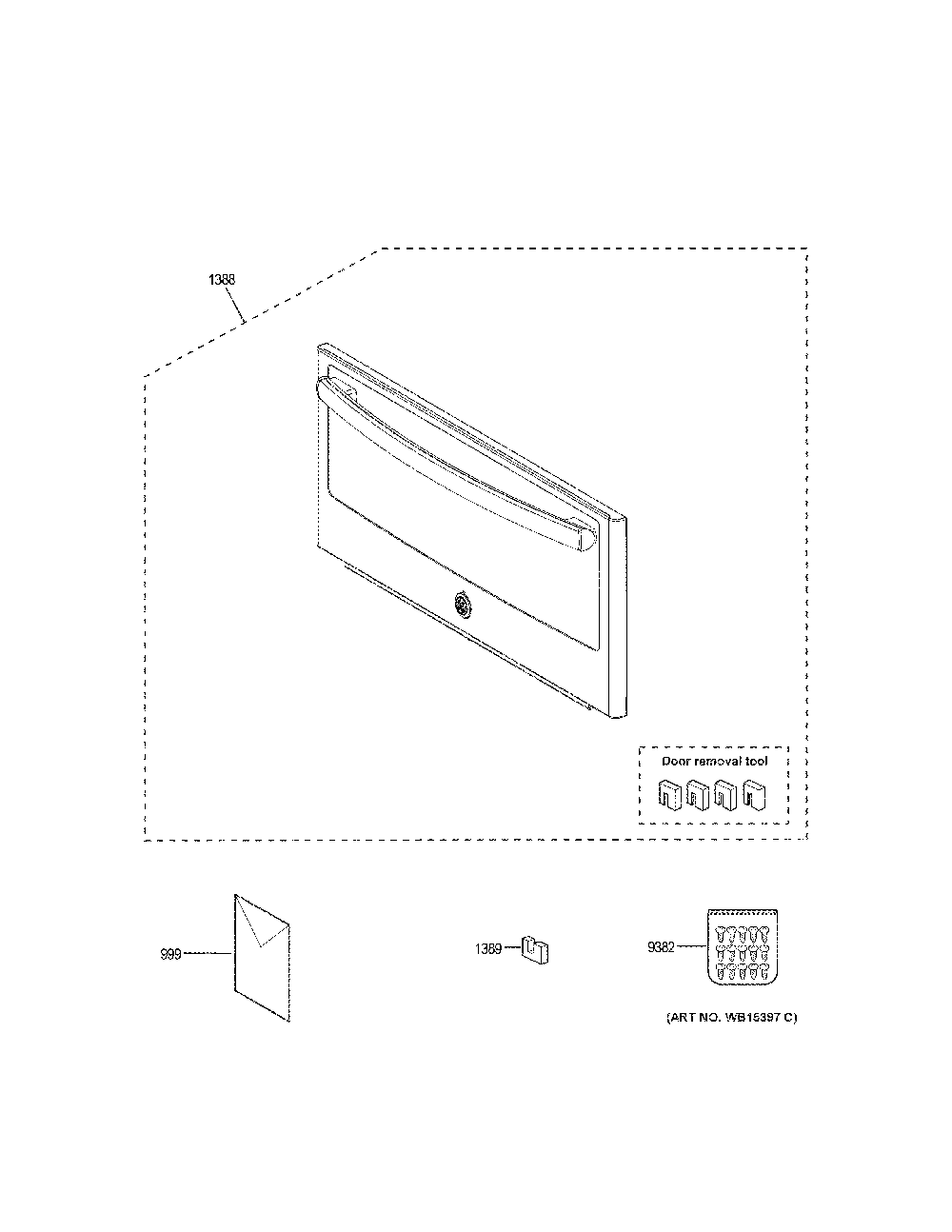 Microwave Door Diagram and Parts List for JK3800SH9SS  General Electric Microwave Oven Combo