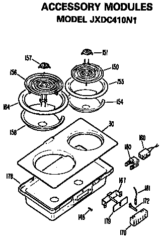 Accessory Modules Diagram and Parts List for JP370B9N1  General Electric Cooktop