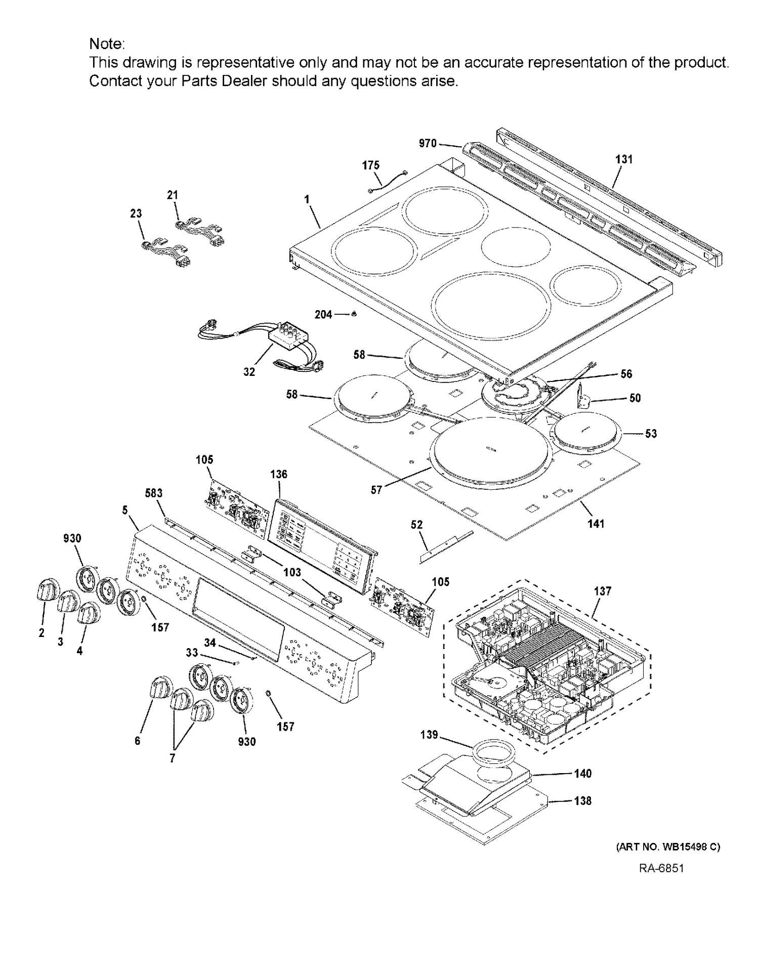 CONTROL PANEL & COOKTOP Diagram and Parts List for CCHS995SEL1SS  General Electric Range