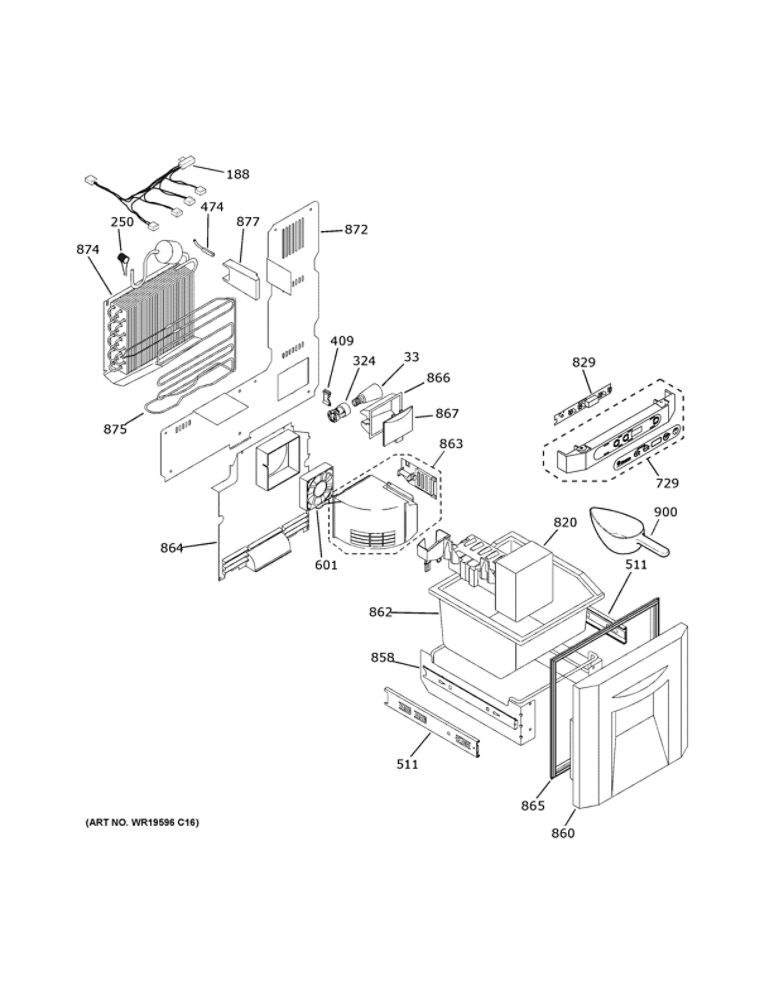 Freezer Controls And Components 2 Diagram and Parts List for ZIBI240PAII  General Electric Wine and Beverage Cooler
