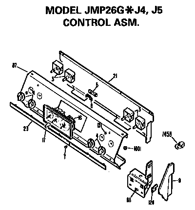 Control Assembly Diagram and Parts List for JMP26GJ4  General Electric Range