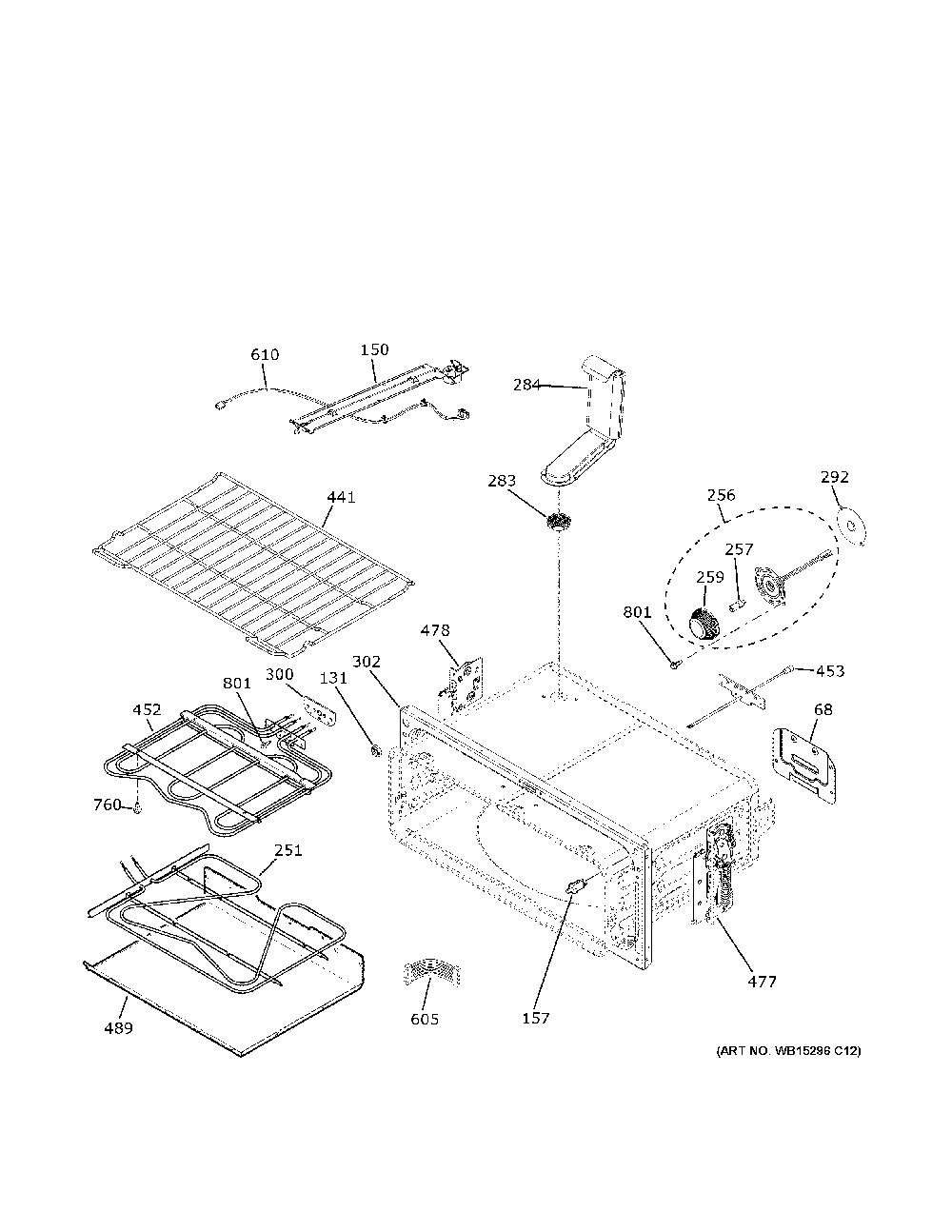 Upper Oven Diagram and Parts List for CES750M2N3S5  General Electric Range