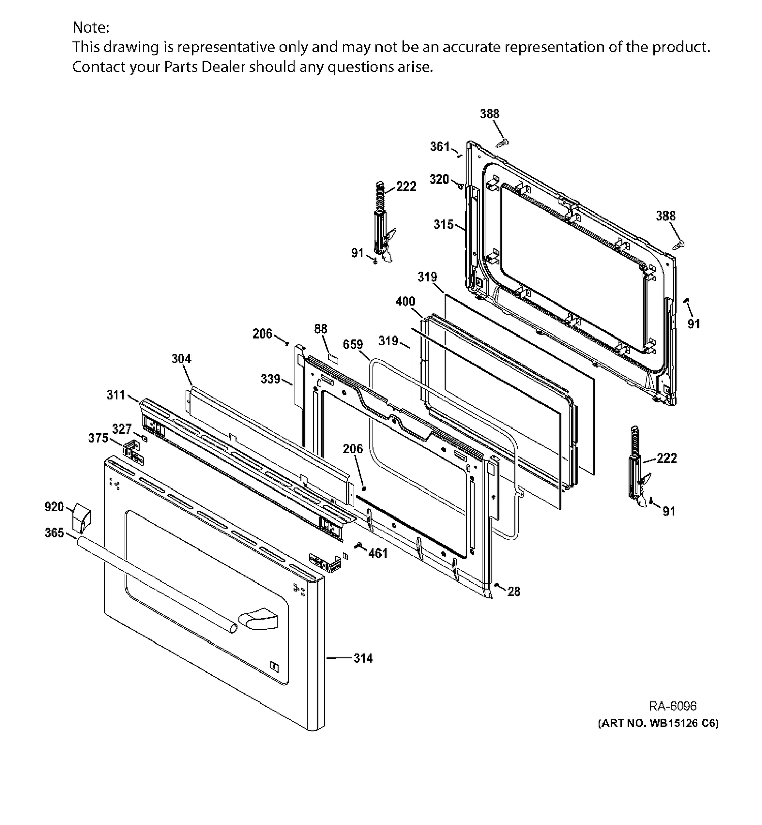 LOWER DOOR Diagram and Parts List for CCGS990SET5SS  General Electric Range