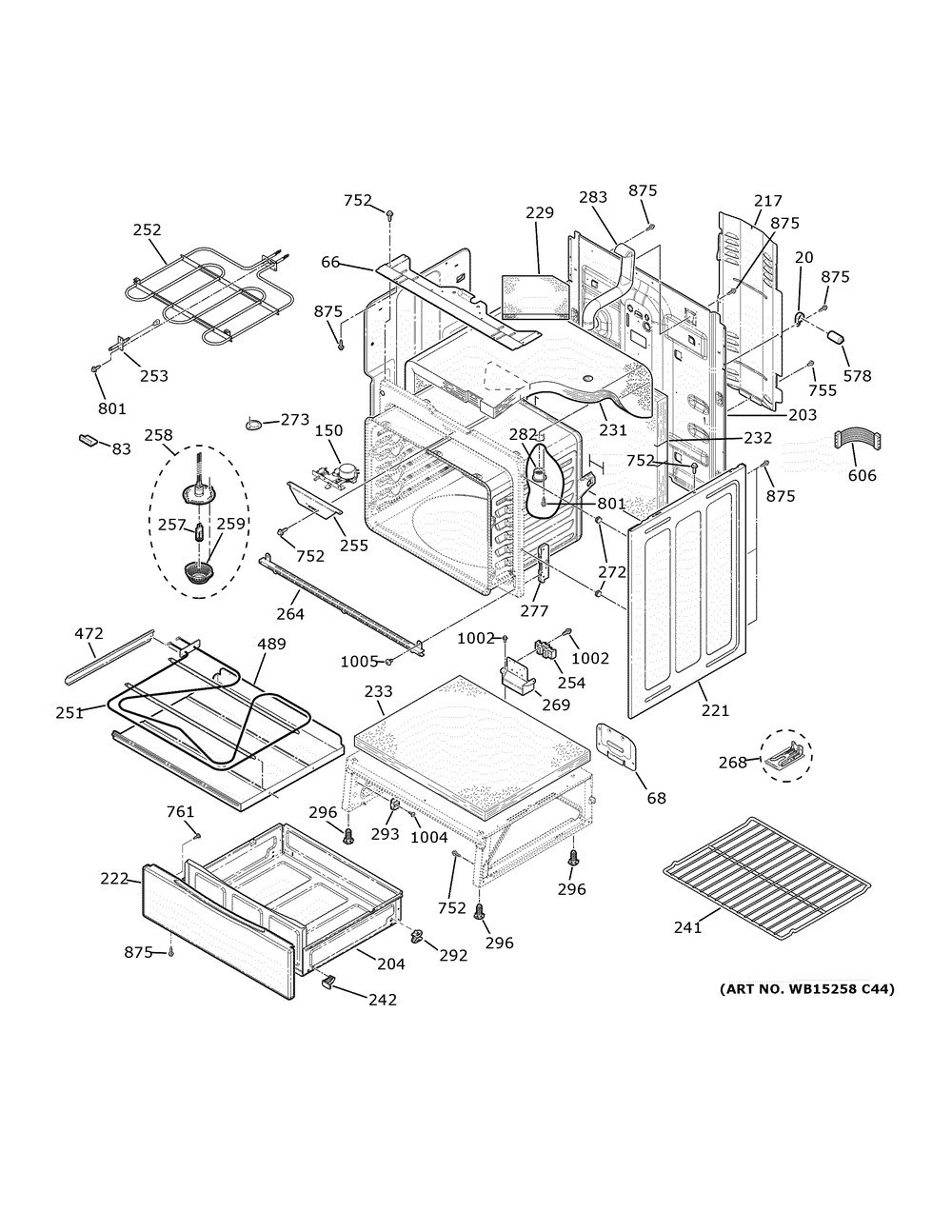 Body Parts Diagram and Parts List for JB750FJ9DS  General Electric Range