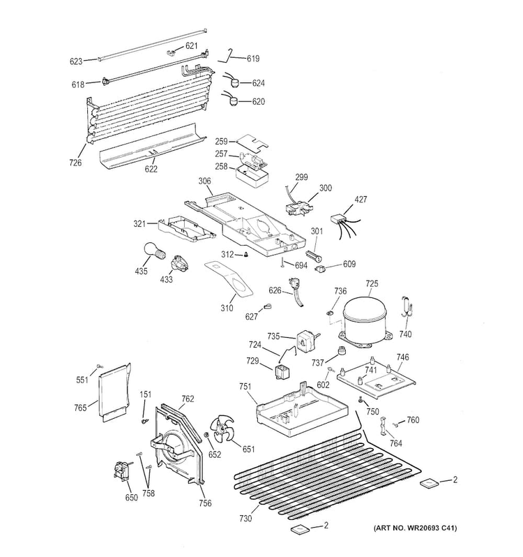 Unit Parts Diagram and Parts List for GTH17DBDDRCC  General Electric Refrigerator