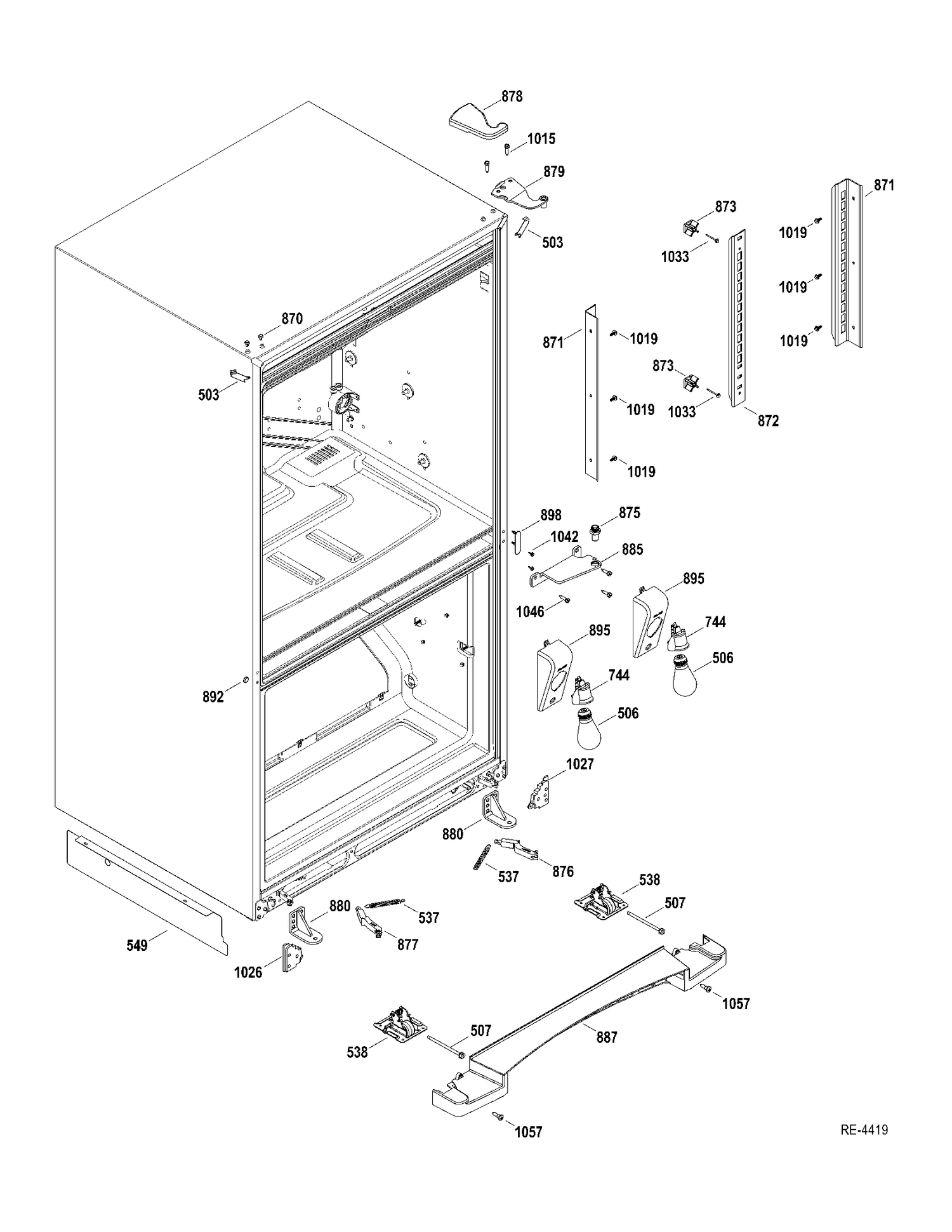 MISCELLANEOUS PARTS Diagram and Parts List for ADRS0MBZARSS  General Electric Refrigerator