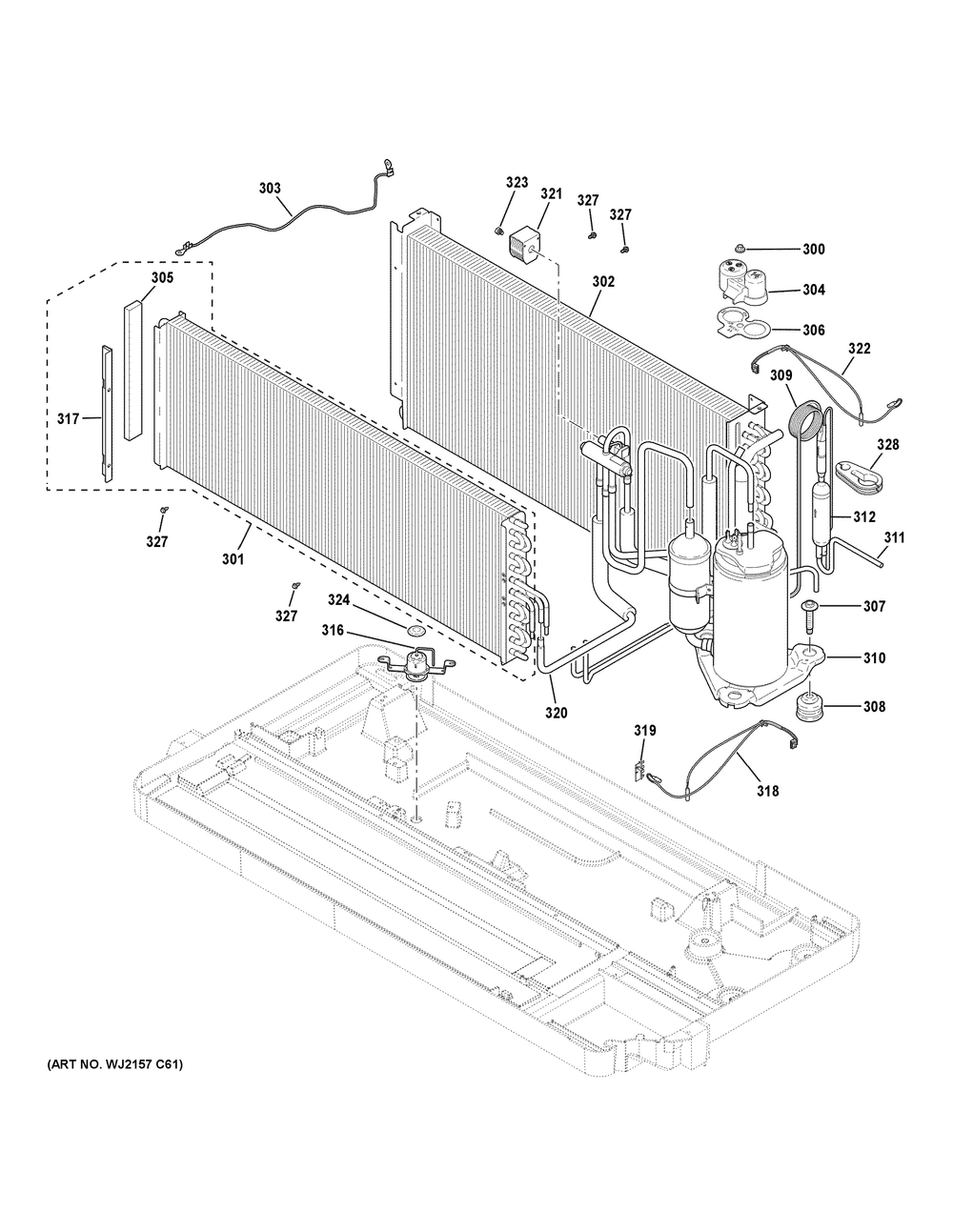 Sealed System Diagram and Parts List for AZHS09DCXXAK1  General Electric Air Conditioner