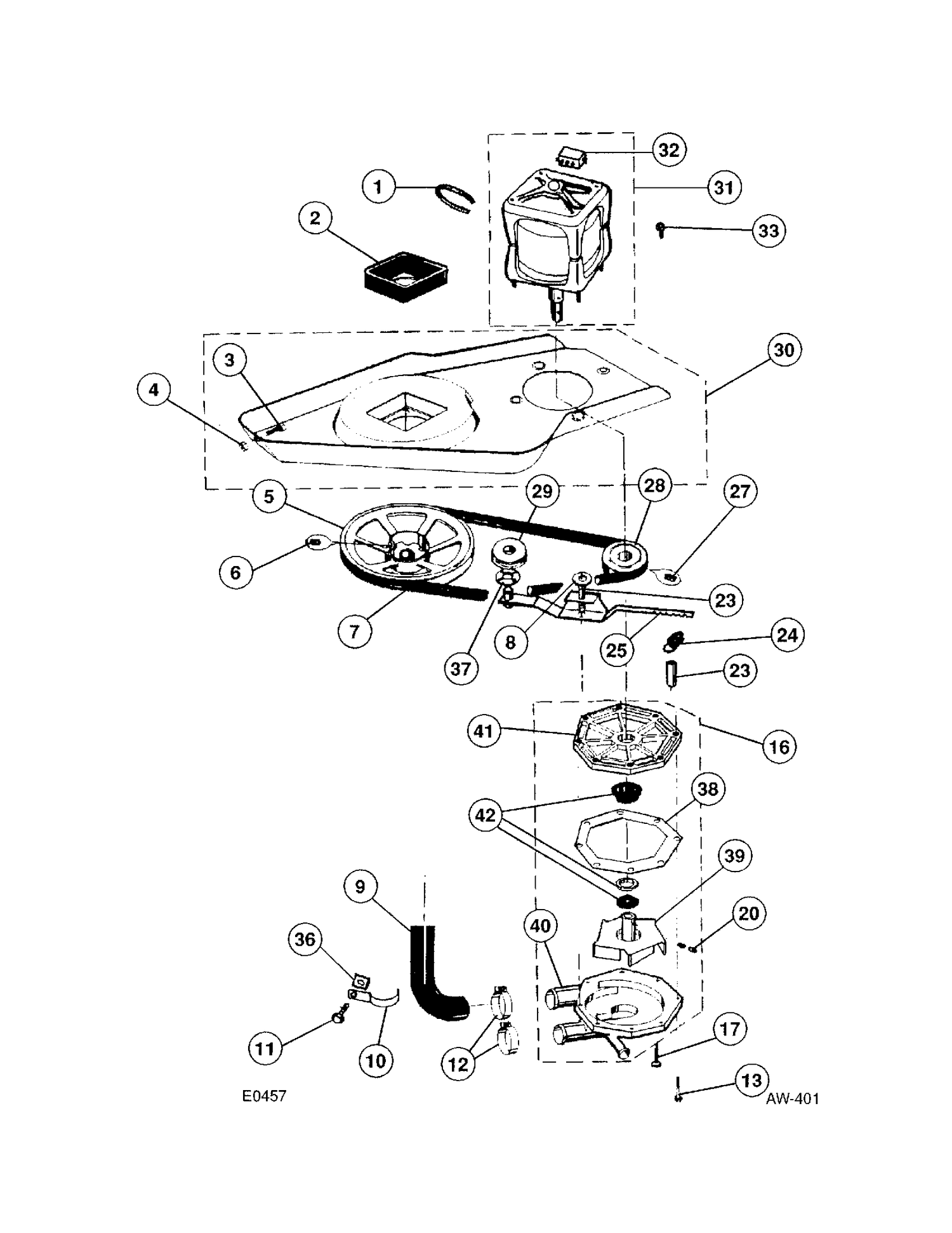 MOTOR / BLOWER / BELT Diagram and Parts List for 51240-W0  General Electric Washer
