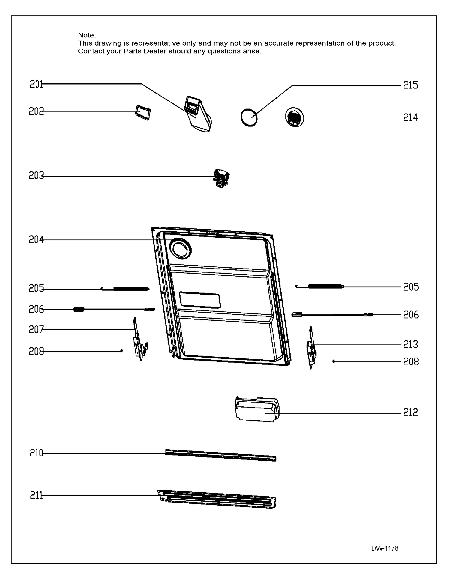 DOOR ASM Diagram and Parts List for GDF630SGK0WW  General Electric Dishwasher