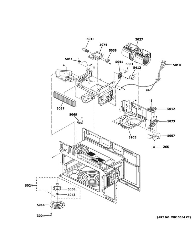 Interior Parts 2 Diagram and Parts List for JNM7196DK5BB  General Electric Microwave