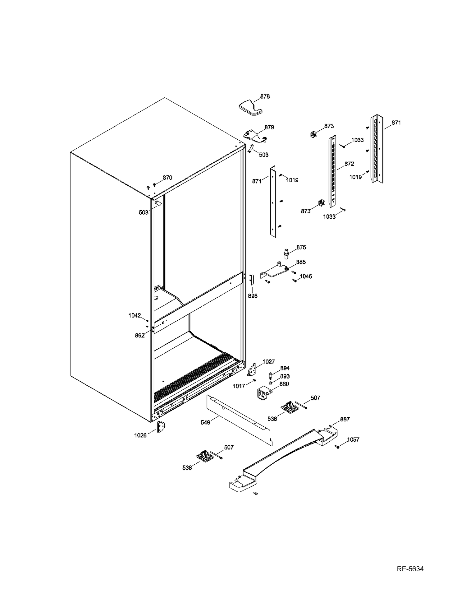 HINGE PARTS Diagram and Parts List for MBR20DTEARWW  General Electric Refrigerator