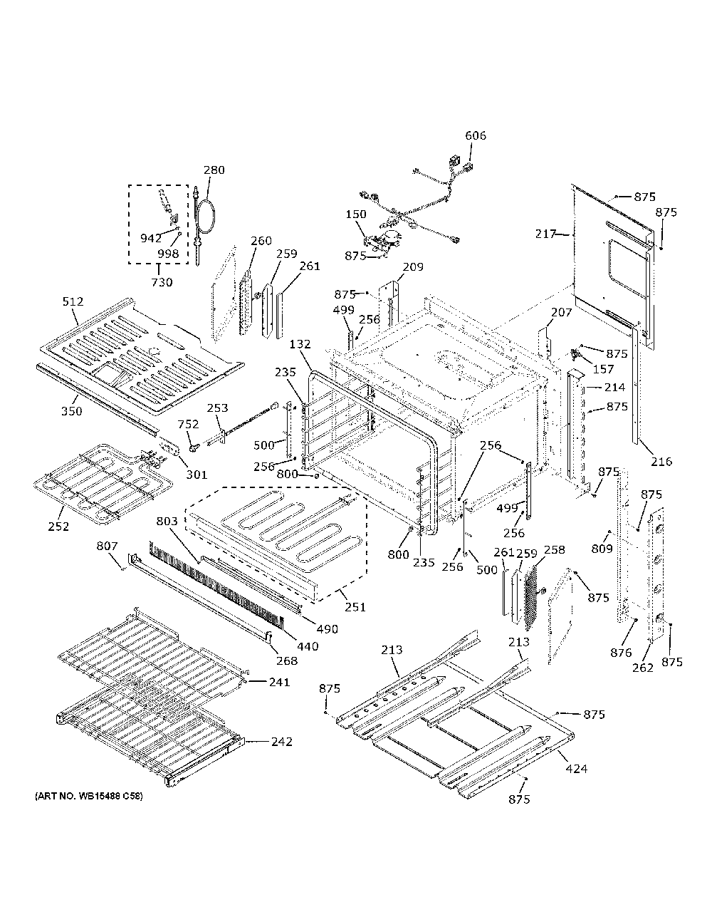 Body Parts Diagram and Parts List for ZTSX1DSSN2SS  General Electric Wall Oven
