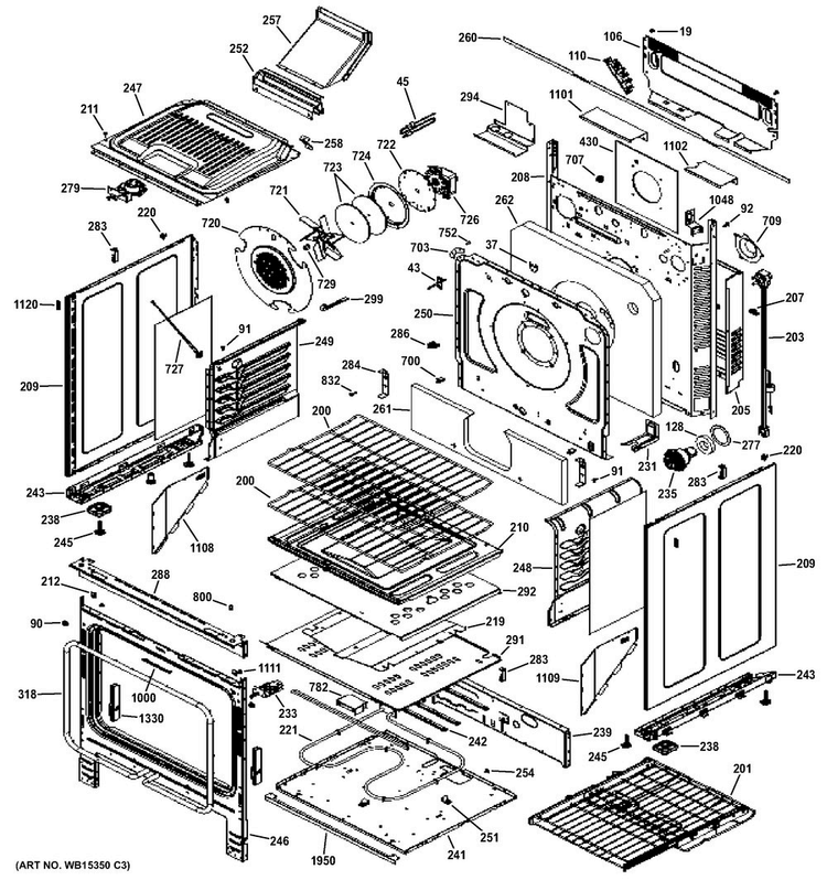 Body Parts Diagram and Parts List for PGS920SEF3SS  General Electric Range