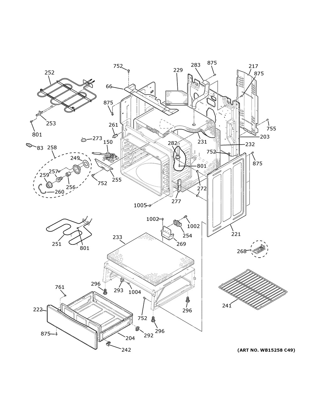 Body Parts Diagram and Parts List for JB655DK6CC  General Electric Range
