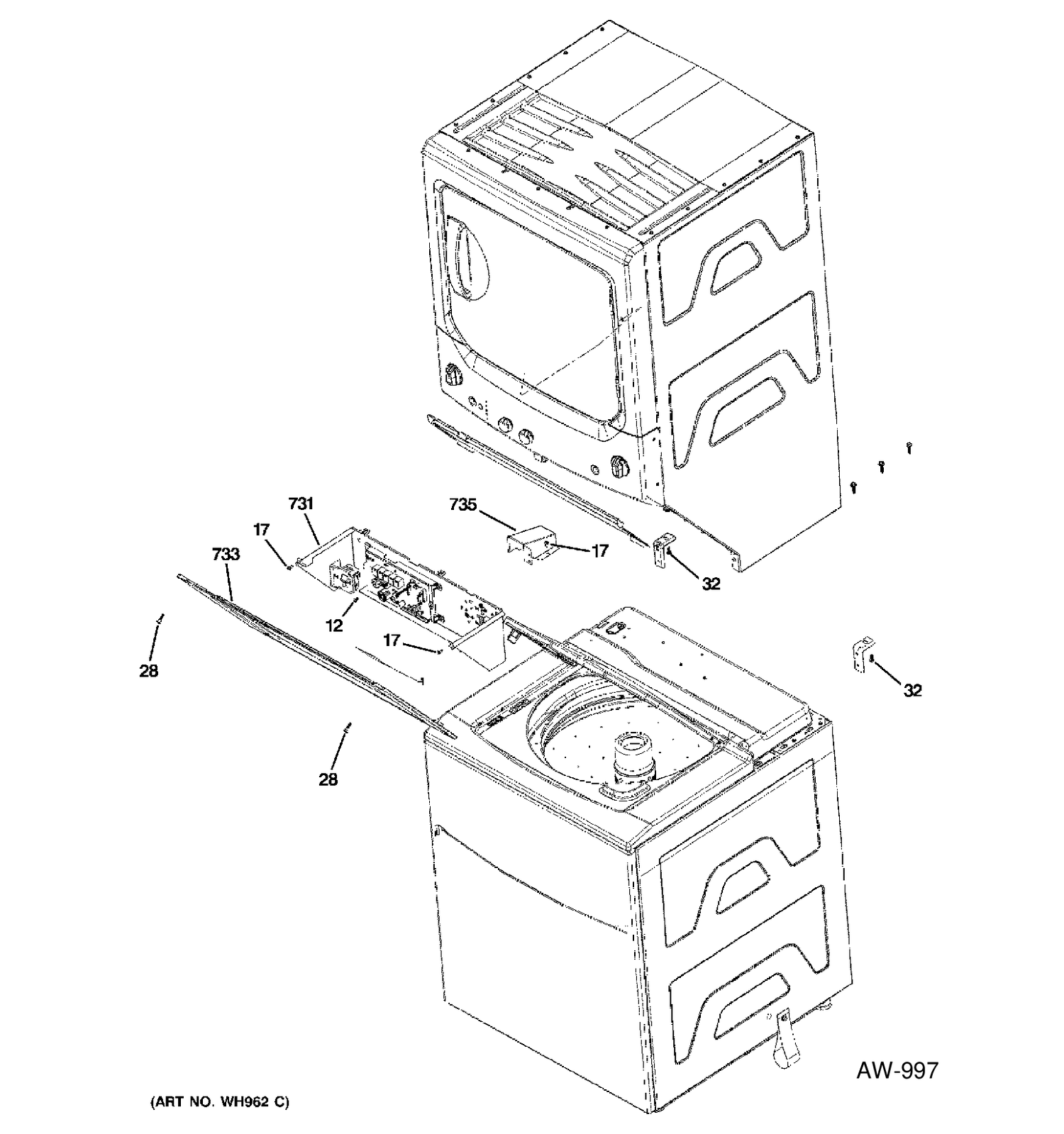 CABINET 2 Diagram and Parts List for C978-97222210  General Electric Washer