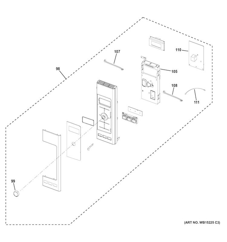 Control Parts Diagram and Parts List for PVM9215SK1SS  General Electric Microwave
