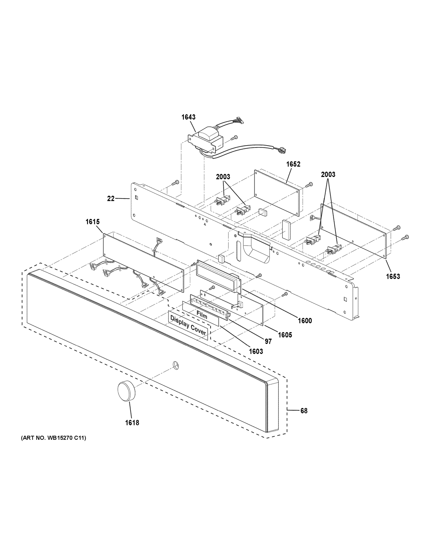 CONTROL PARTS Diagram and Parts List for PWB7030SL2SS  General Electric Microwave Oven Combo