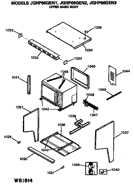 Upper Basic Body Diagram and Parts List for JGHP66GEN1  General Electric Range