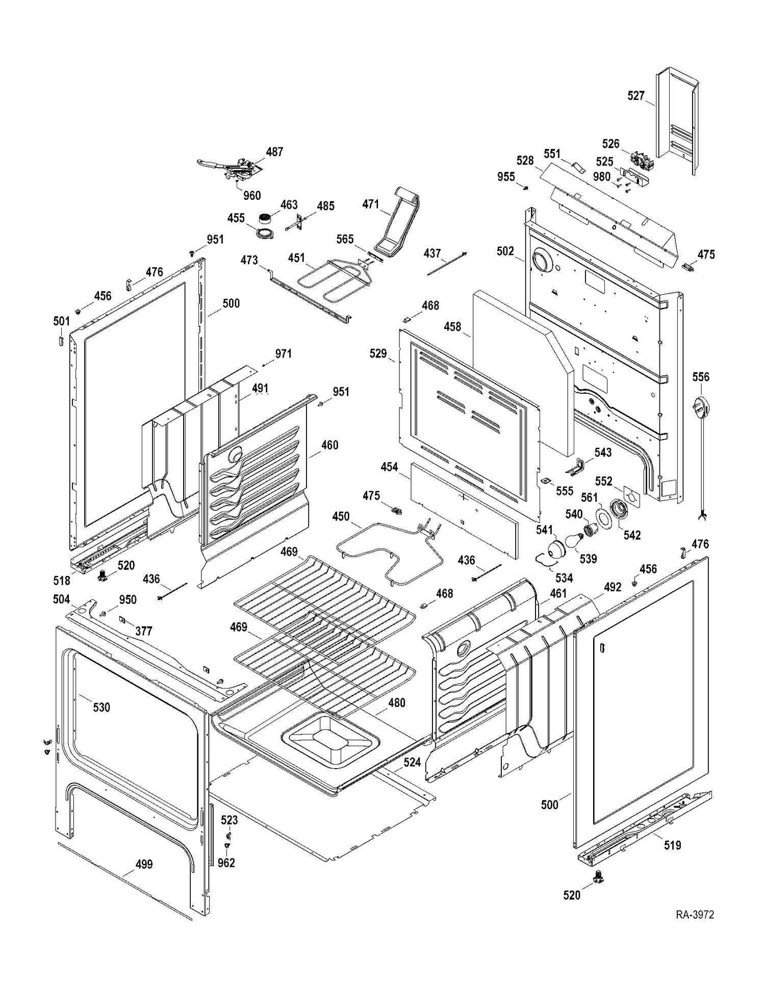 BODY PARTS Diagram and Parts List for RCB790SJ5SA  General Electric Range