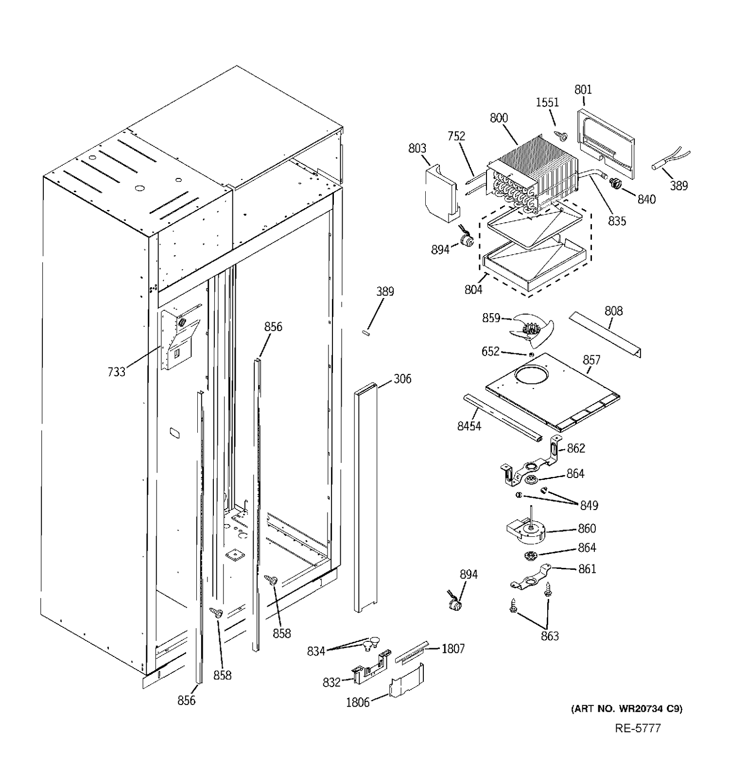 FZ SECTION Diagram and Parts List for ZISS360DXCSS  General Electric Refrigerator