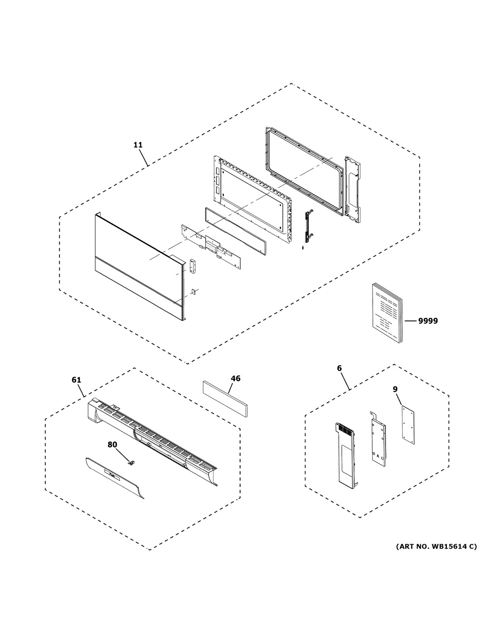 Door Parts Diagram and Parts List for CVM721M2N1S5  General Electric Microwave