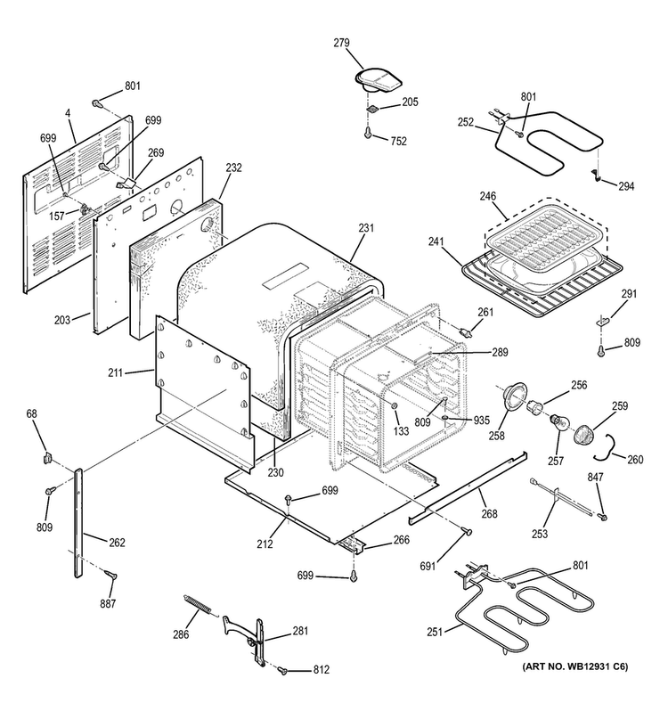 Body Parts Diagram and Parts List for JRP20SK2SS  General Electric Wall Oven